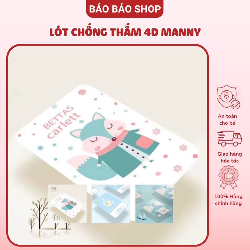 Tấm lót chống thấm 4D cao cấp MANNY  - Lót thay bỉm cho bé size 50x70cm