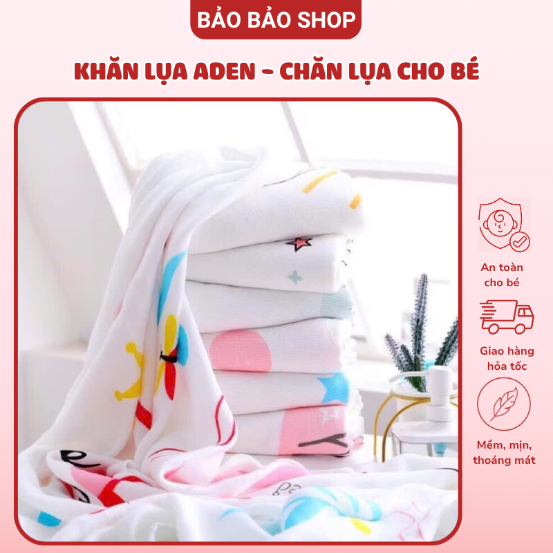 Khăn Aden lụa cao cấp, chăn quấn cho bé mùa hè siêu mềm thoáng mát size 110x110cm