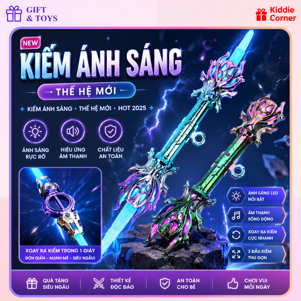 HOT Đồ Chơi Mô hình Kiếm ánh sáng Lazer KIDDIE CORNER Phiên bản mới Lightsaber Trẻ Em Trung Thu 2025