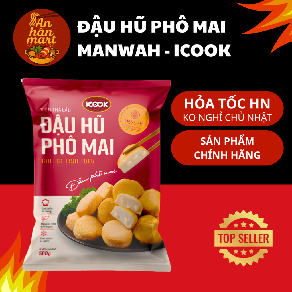 Viên thả lẩu đậu hũ phô mai Manwah Icook 500g