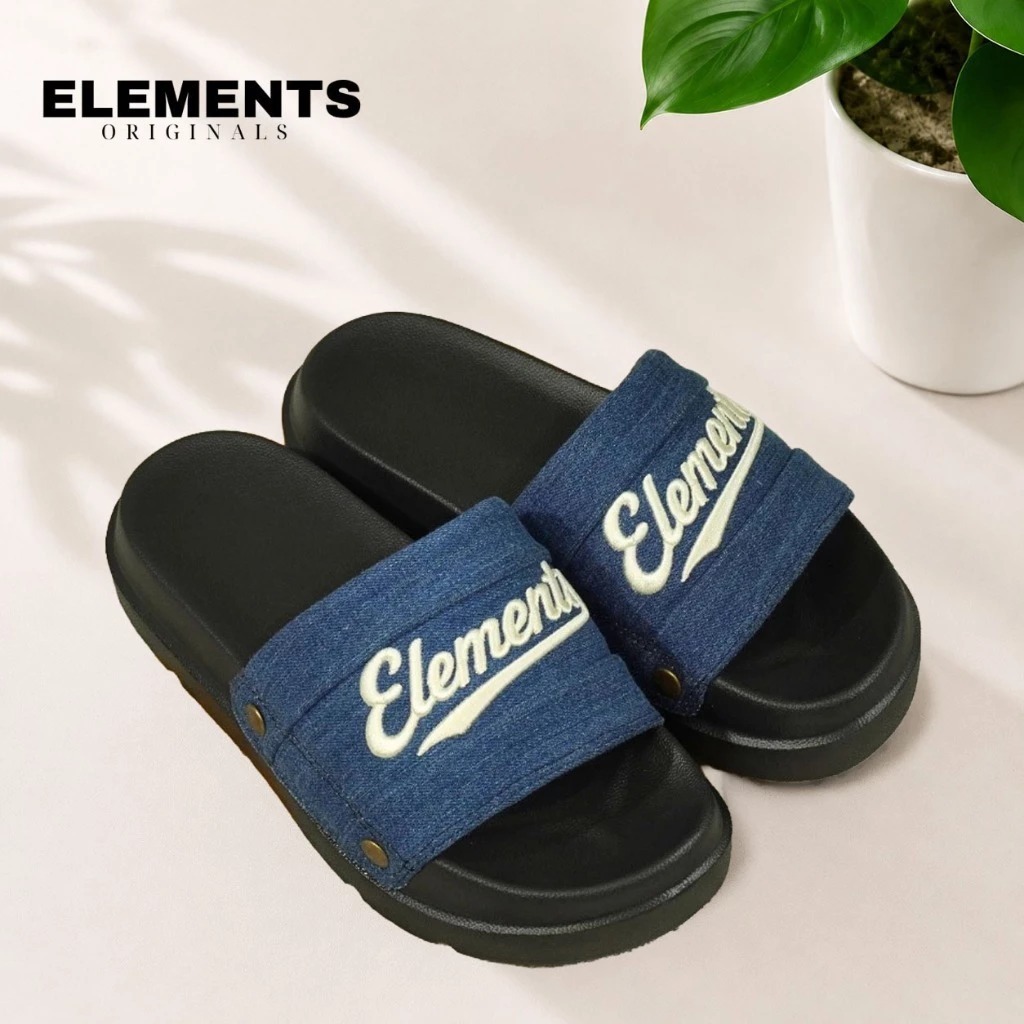[TẶNG VỚ] Dép ELements Iconic Denim Unisex - (Slipper) Dép Elements vải jeans đế bằng nam nữ - Eleme