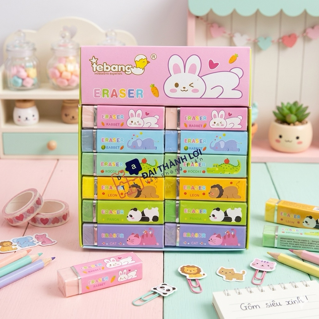 [6613] Combo 18/ 36 Cục Gôm Bút Chì-Tẩy Bút Chì 6613 Thỏi Hình Thú Dễ Thương, Loại Dày, Tẩy Sạch