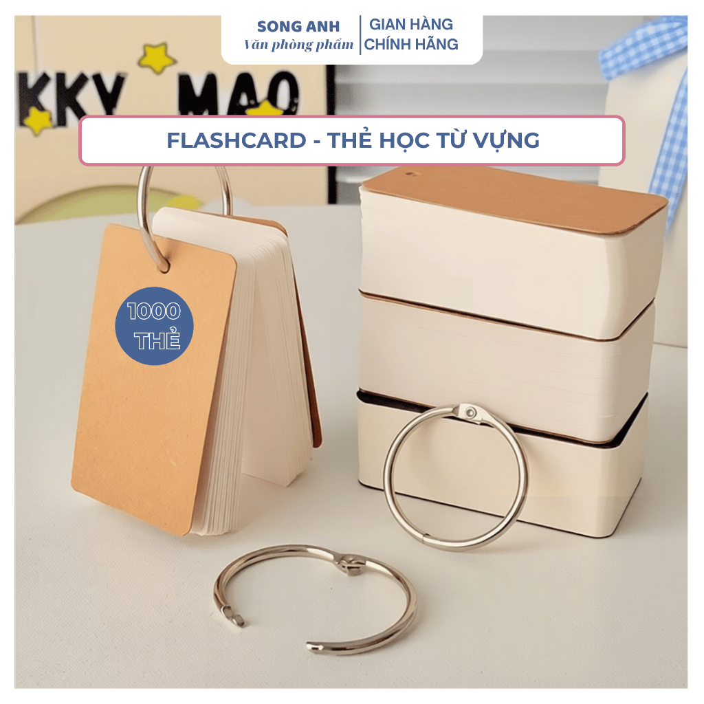 Thẻ Học Từ Vựng 1000 Thẻ Flashcard Trắng Học Tiếng Anh Nhật, Hàn Trung Cao Cấp