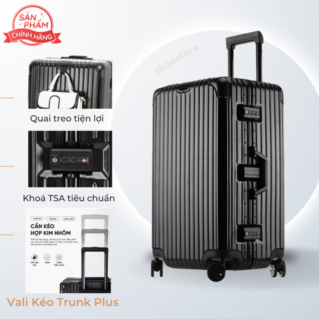 [TA.Travel] Vali Kéo Trunk Plus mẫu mới Size Lớn 36/40 khóa TSA tiêu chuẩn sức chứa khủng
