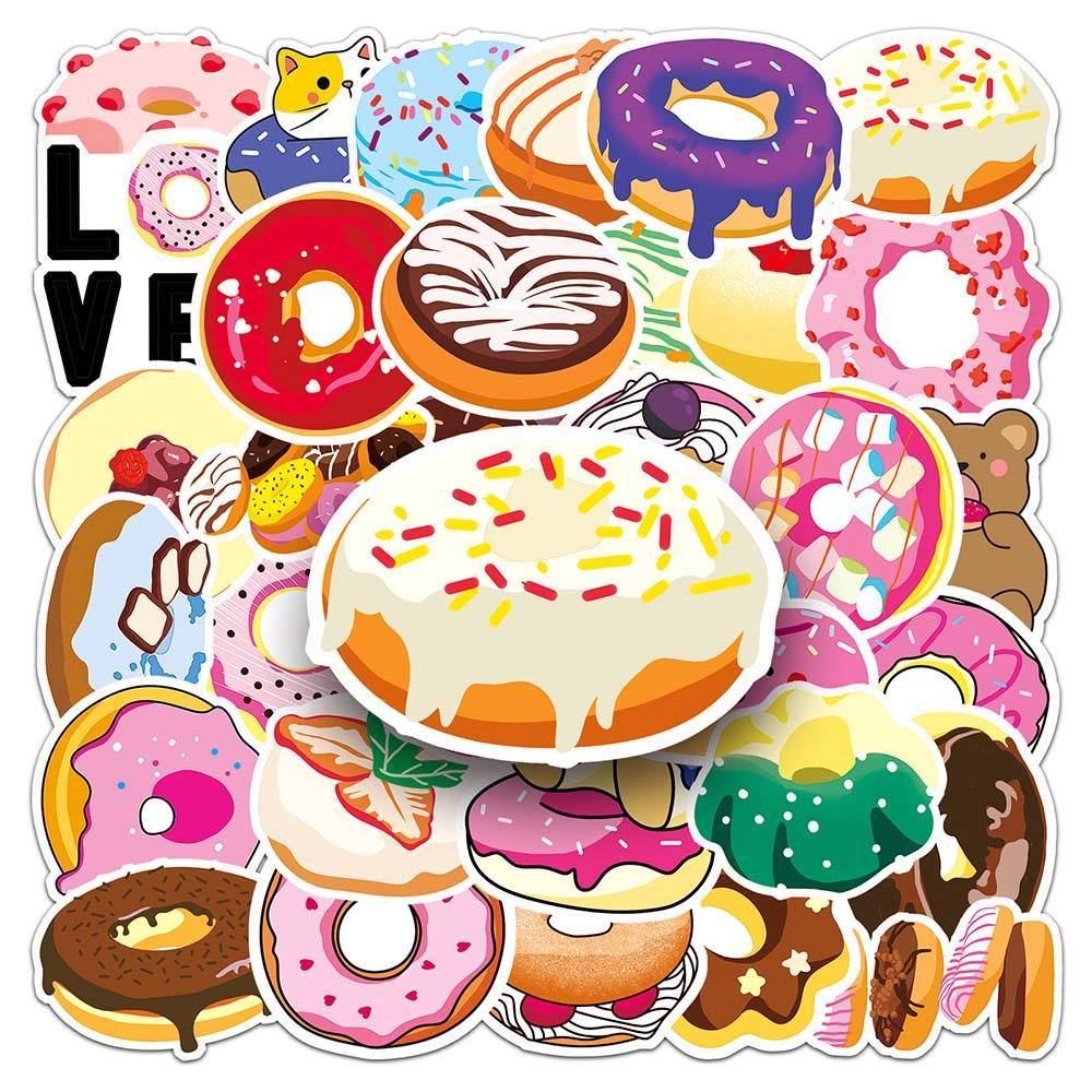 Bộ 20/50 Sticker Bánh Donut Hoạt Hình Cute Chống Nước Cao Cấp. MS 239