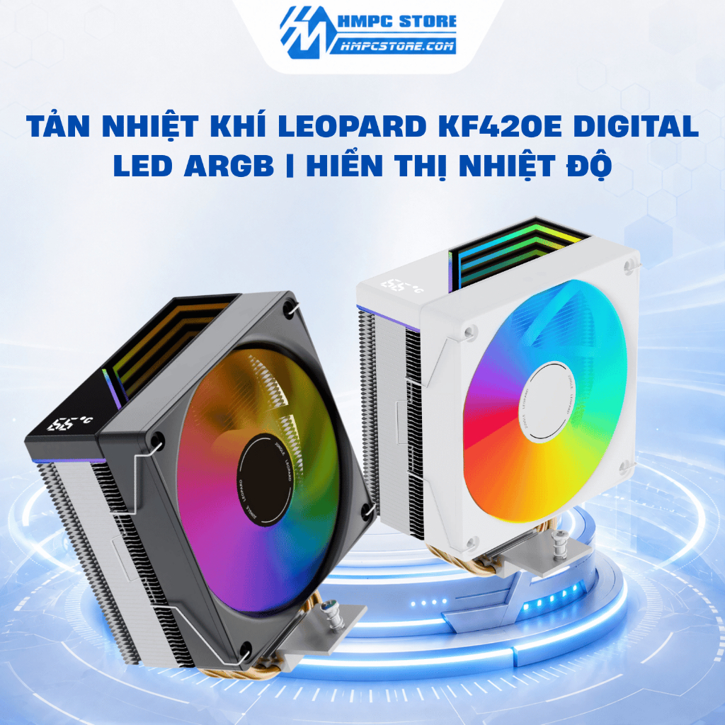 Tản nhiệt khí Leopard KF420E Digital LED ARGB | Hiển thị nhiệt độ - BH 12 tháng