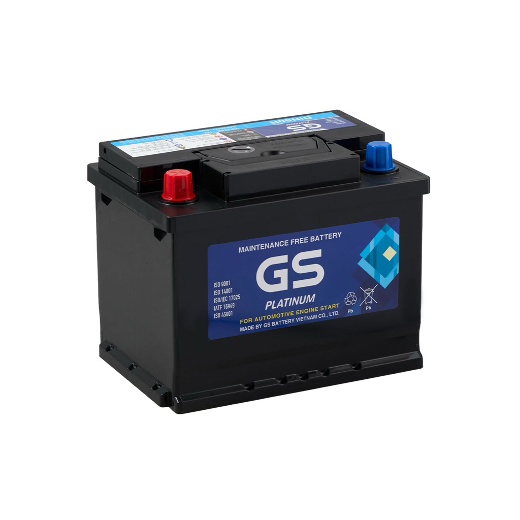 Bình ắc quy 12V - 60AH, Ắc quy ô tô khô miễn bảo dưỡng GS MF DIN60R