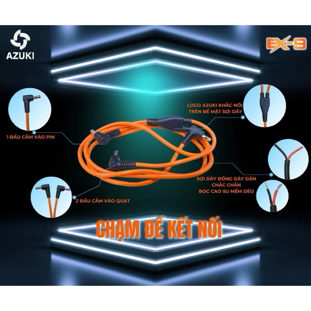 Dây Nối Quạt Áo Điều Hòa AZUKI EX9 Chính Hãng, dây lỗ tròn chân nhỏ, Tiếp Xúc Tốt, Truyền Tải Nhanh