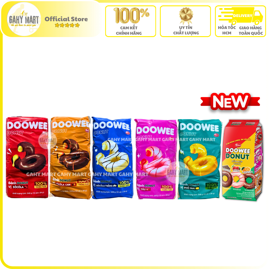 [Date new] Bánh DONUT DOWEE 🍩 [Túi gồm 12 cái]_|6 vị|_360gr _Rebisco ⚜️GAHY MART⚜️