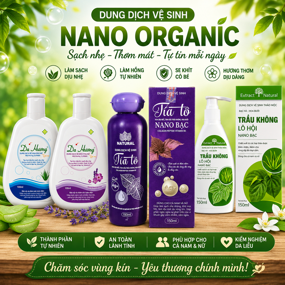 combo Dạ hương & tía tô trà xanh nano - dung dịch vệ sinh phụ nữ