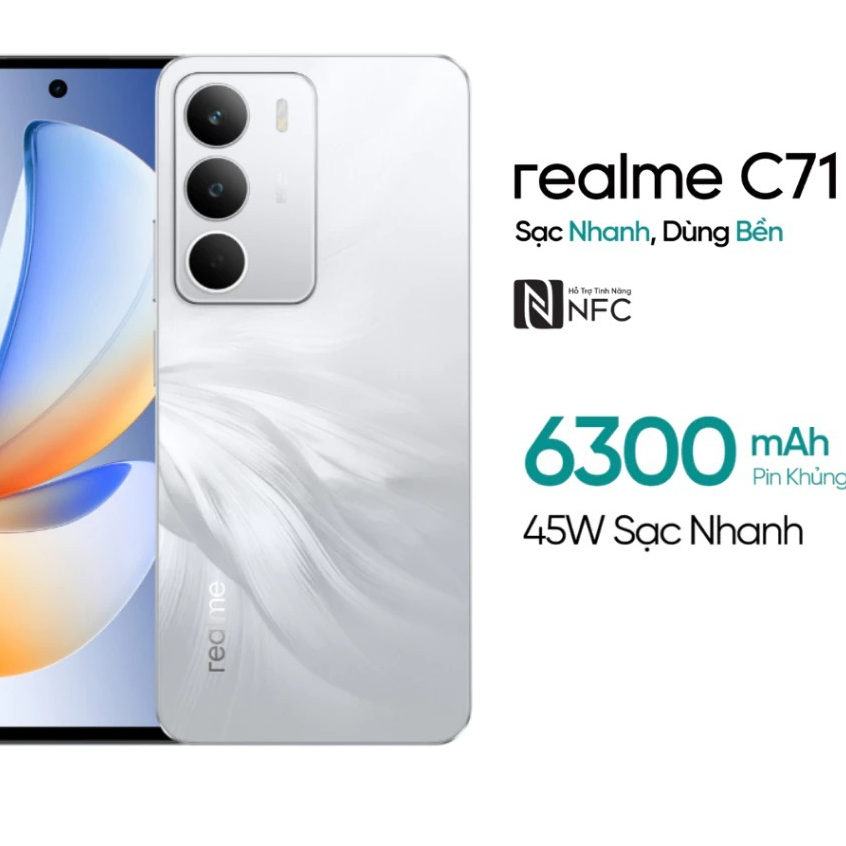 Điện Thoại Realme C71 RAM 4GB/128GB - Pin 6300mAh - Hàng Chính Hãng