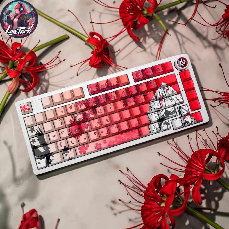 Keycap Ninja Raven Sakura & Yuki Aim | PBT Doubleshot, Xuyên LED, Profile Cherry | Full Size 129 Nút