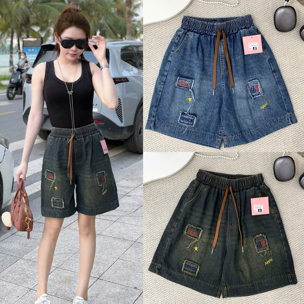 [AB-01] Quần ngố jeans lụa-cạp chun co dãn-size:40-78kg