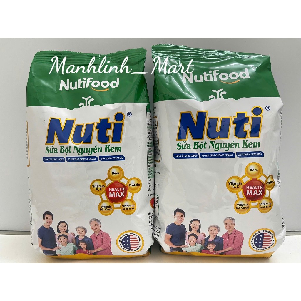 [Combo] 2 Túi Sữa bột nguyên kem Nuti túi 400g của NutiFood.