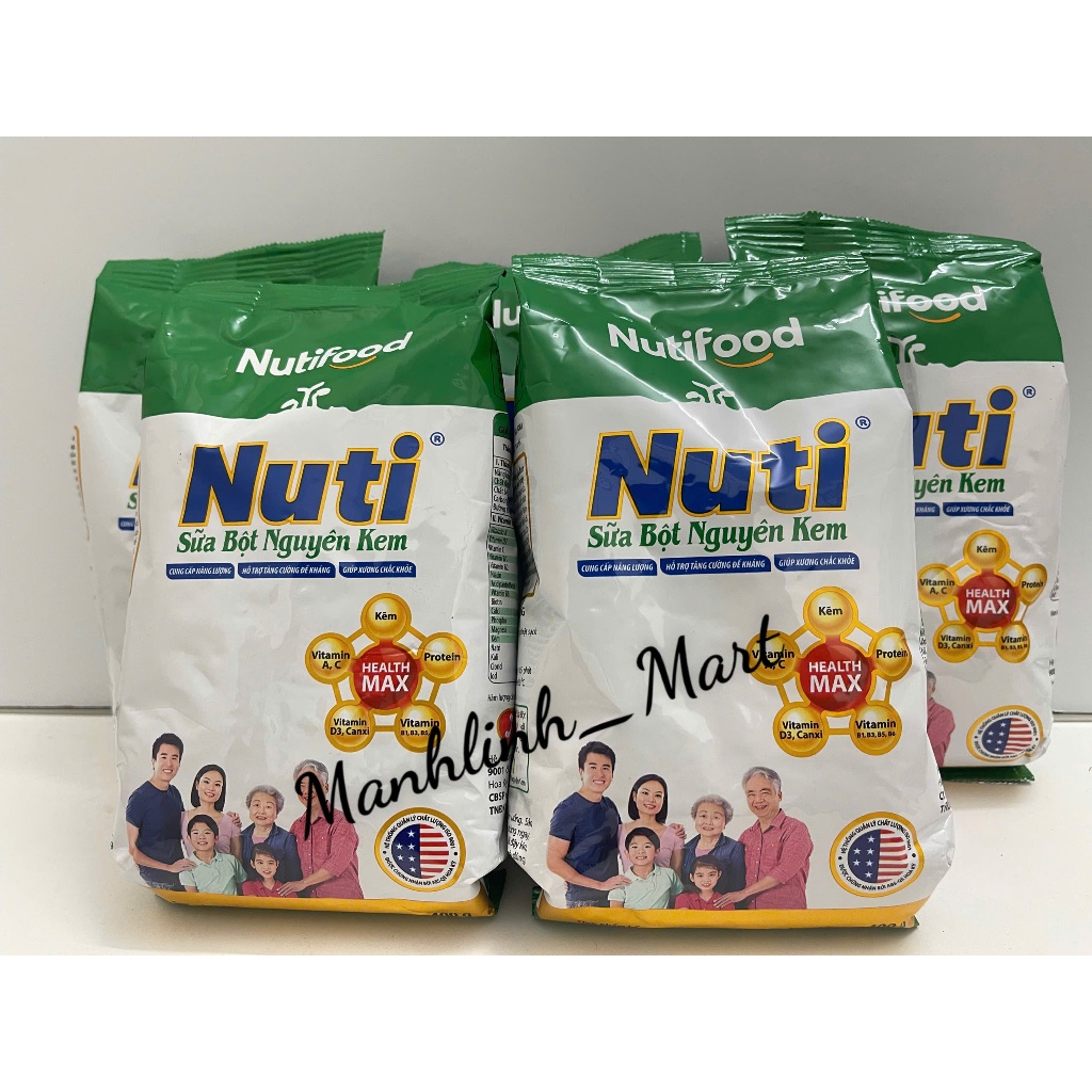 [Combo] 5 Túi Sữa bột nguyên kem Nuti túi 400g của NutiFood.