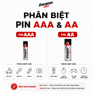 PIN TIỂU AA ENERGIZER MAX E91, PIN 2A An toàn không thuỷ ngân, Siêu Bền - Hàng chính hãng