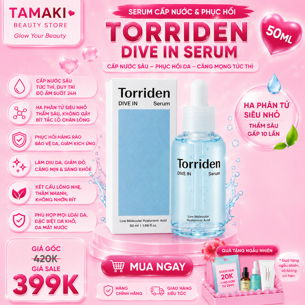 Serum Cấp Nước và Phục Hồi TORRIDEN Dive In Low Molecular HA 50ml