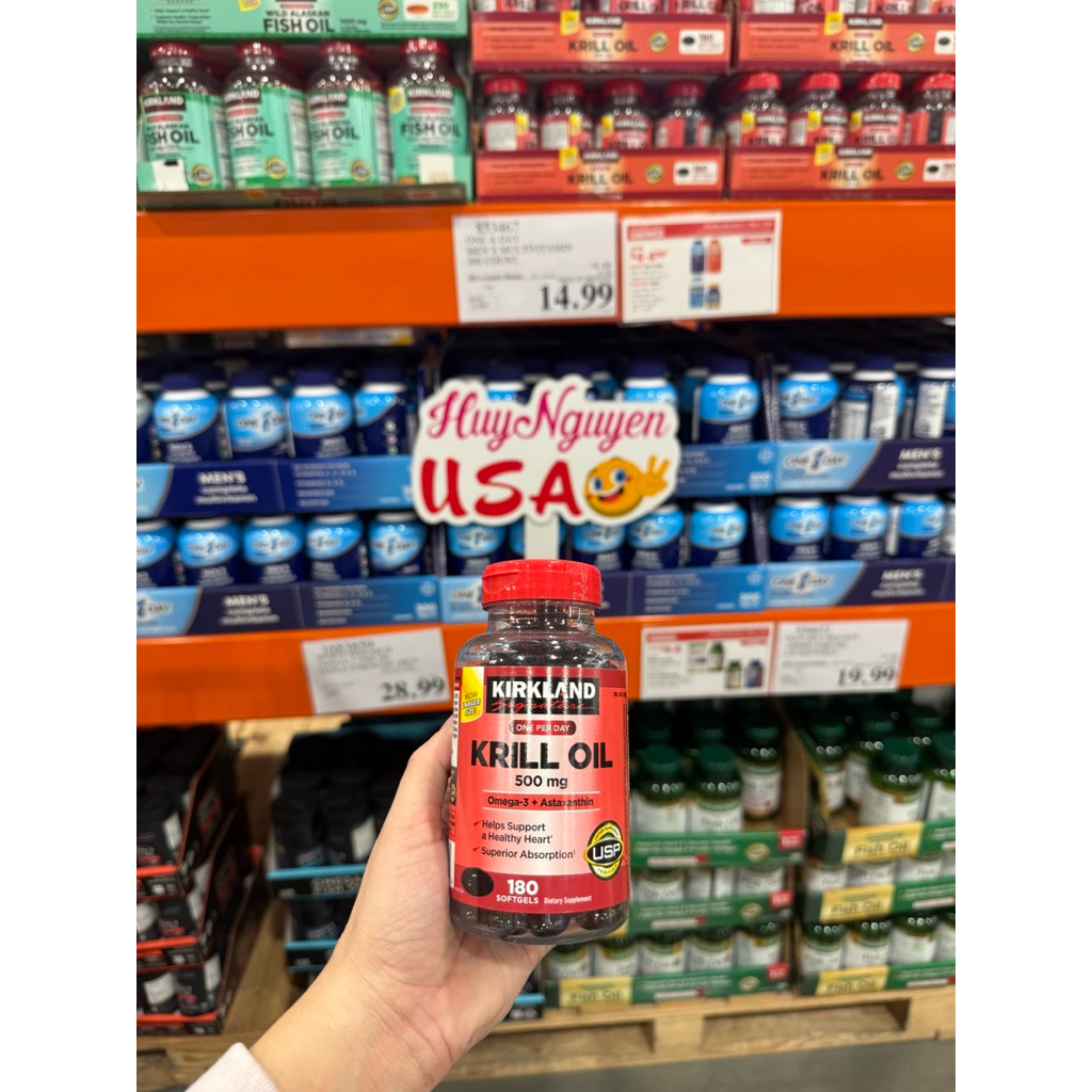 Kirkland Krill Oil 500 mg - 180 Viên - Hỗ Trợ Tim Mạch Sức Khỏe - Dễ Hấp Thu