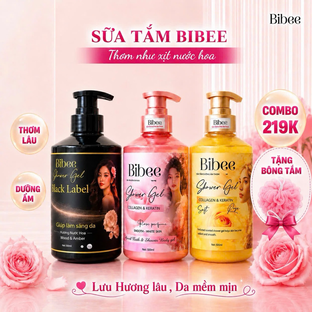 Sữa tắm hương nước hoa cao cấp BIBEE thơm lâu, dưỡng ẩm ,dưỡng sáng da dành cho nữ ,làm sạch tốt ,tạ