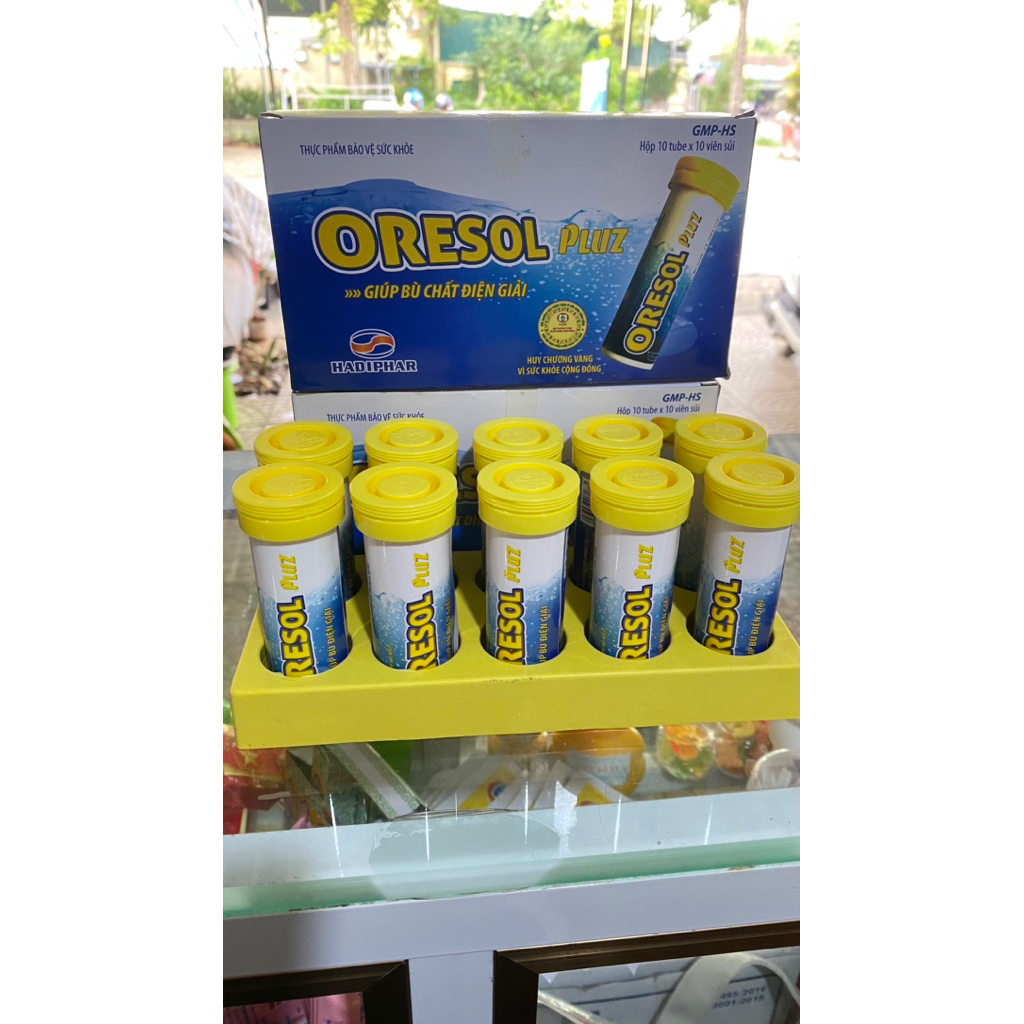 ORESOL PLUZ SỦI BÙ NƯỚC-ĐIỆN GIẢI HỘP 10 TUB x 10 VIÊN SỦI HỘP TO HÀ TĨNH HADIPHAR