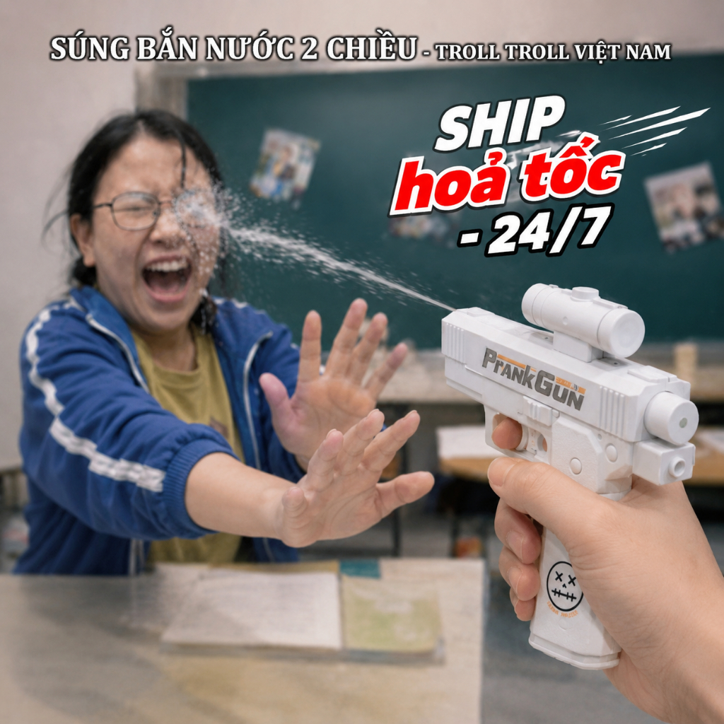 Súng phun nước 2 chiều giảm stress căng thằng , phun nước 386951 Súng phun nước bắn ngược troll bạn 