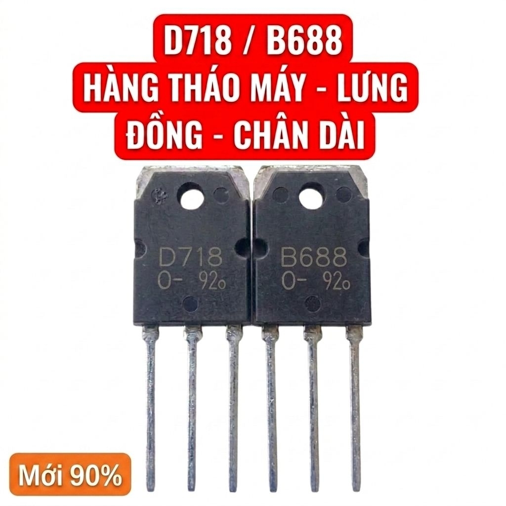 ​10 Sò D718 / B688 Tháo Máy Chân Dài Như Mới Lưng Đồng - Transistor Công Suất Amply Loa Kéo (Mới 90%