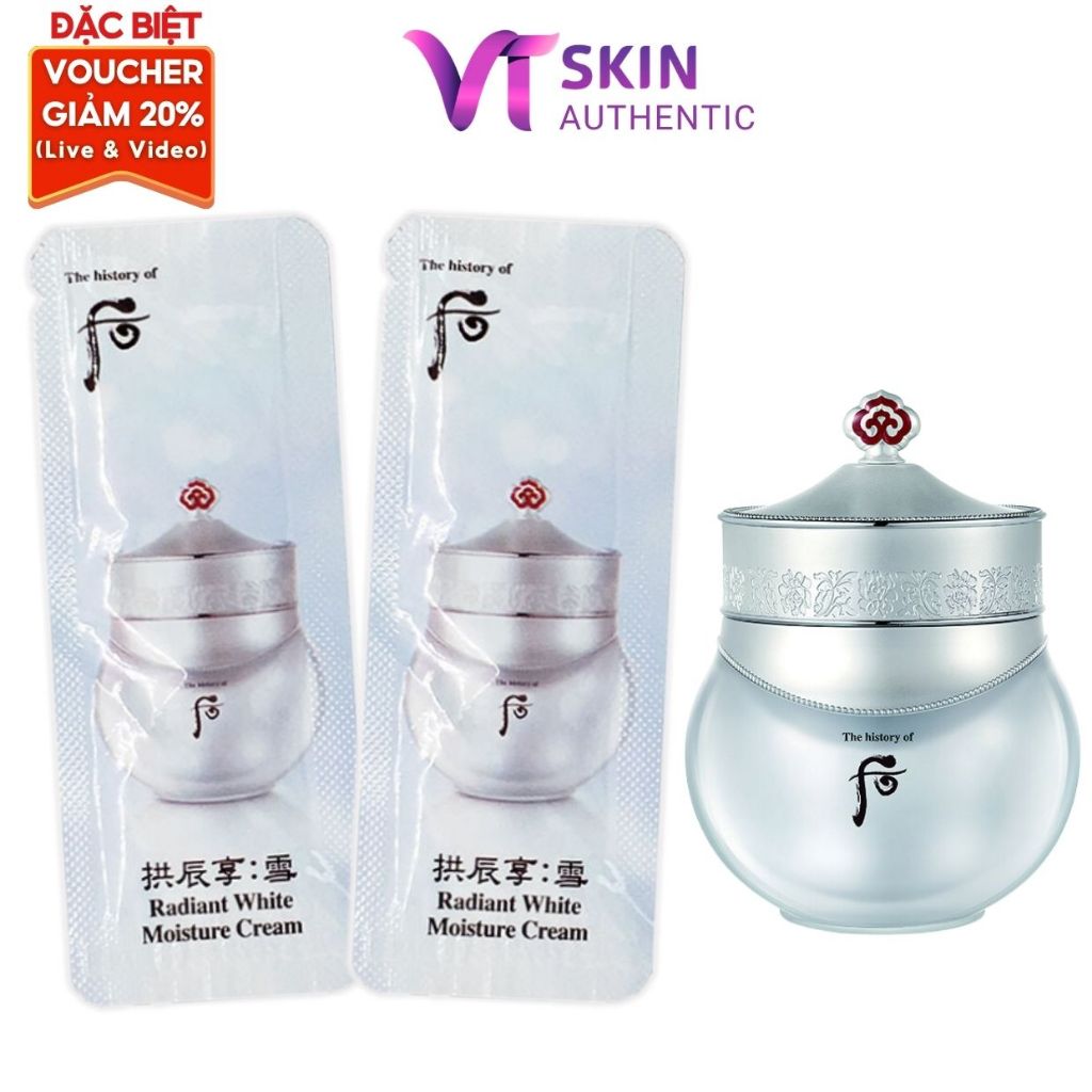 10 Gói Kem dưỡng TRẮNG DA, MỜ NÁM Whoo Gongjinhyang Seol Radiant White Moisture Cream 1ML