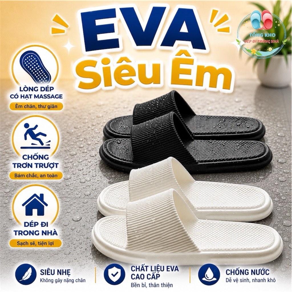 COMBO Dép Đi Trong Nhà, Văn Phòng, Khách Sạn, Spa – Dép EVA Siêu Nhẹ, Dép EVA Siêu Êm Chân
