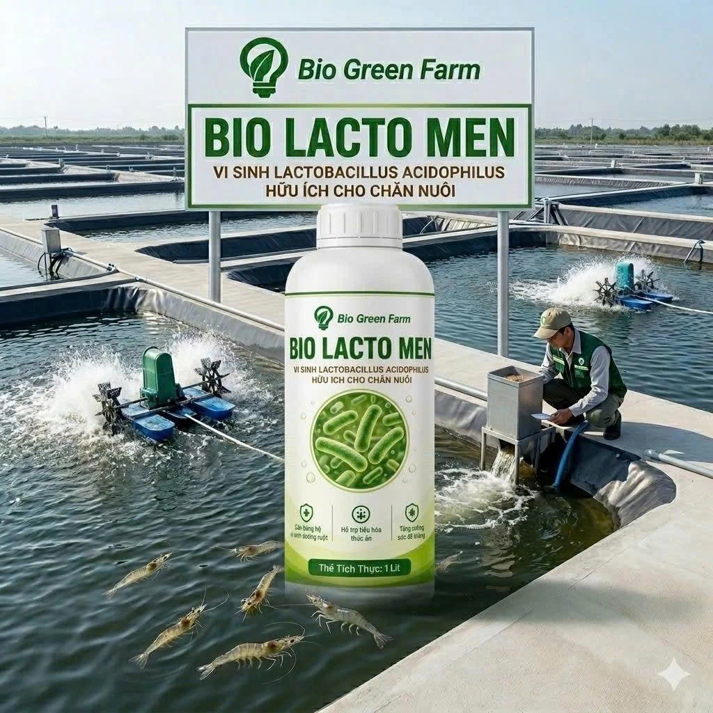 Men vi sinh BIO LACTO MEN 1 lít, bổ sung thức ăn hỗ trợ tiêu hóa, xử lý nước ao hạ khí độc ao nuôi