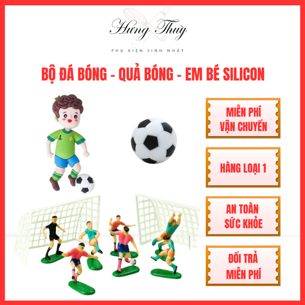 Bộ Đá Banh - Quả Banh - Em Bé Silicon Đá Banh - Phụ Kiện Trang Trí Bánh Kem