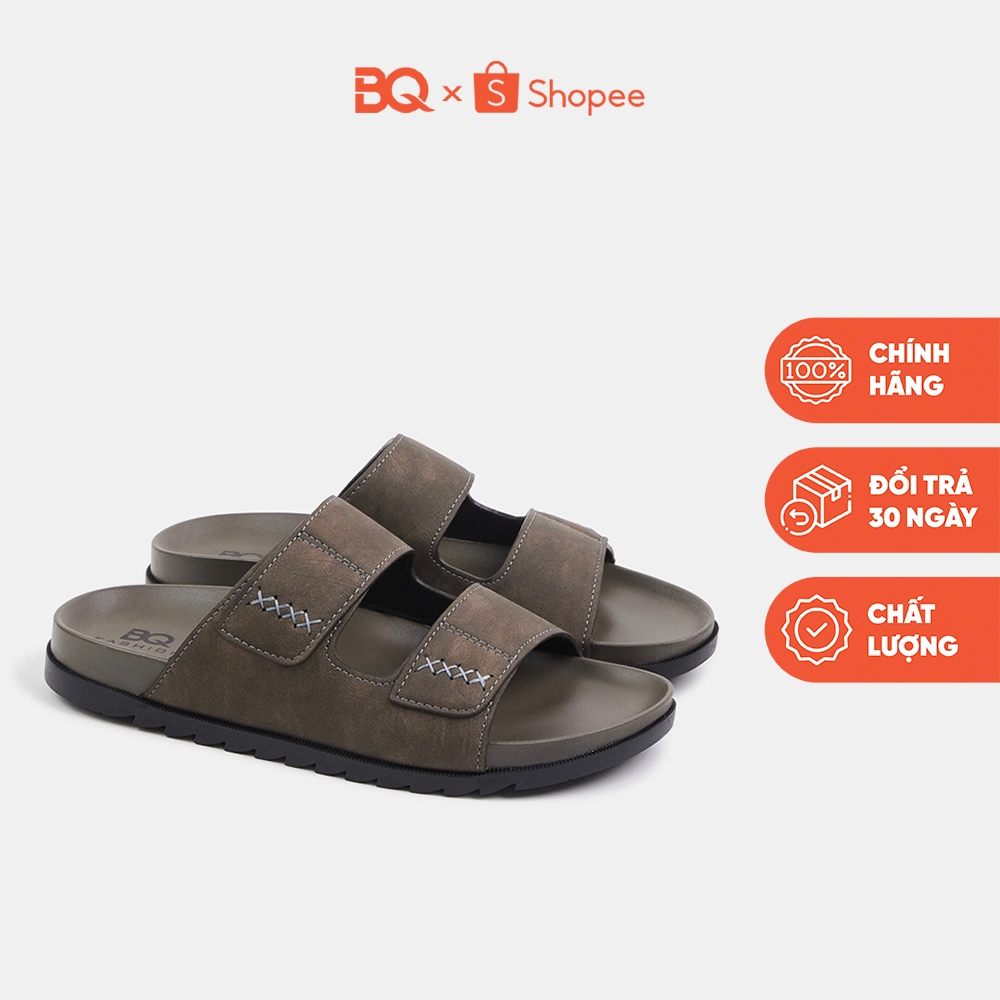 Dép da nam hai quai ngang đế bằng trẻ trung BQ D 0063
