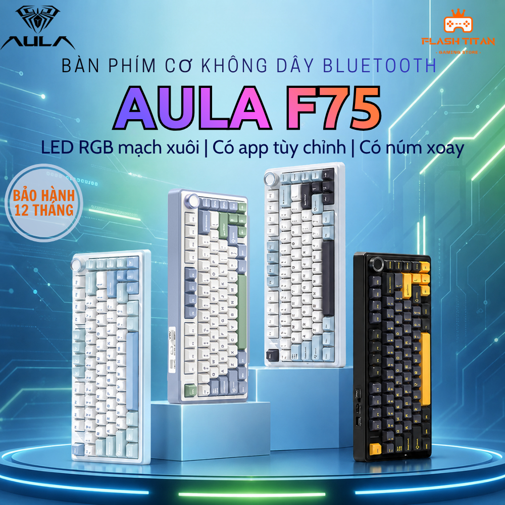 Bàn phím cơ AULA F75 PRO Kết nối không Dây Bluetooth Led RGB Dùng Cho PC,Laptop Chơi Game Văn phòng