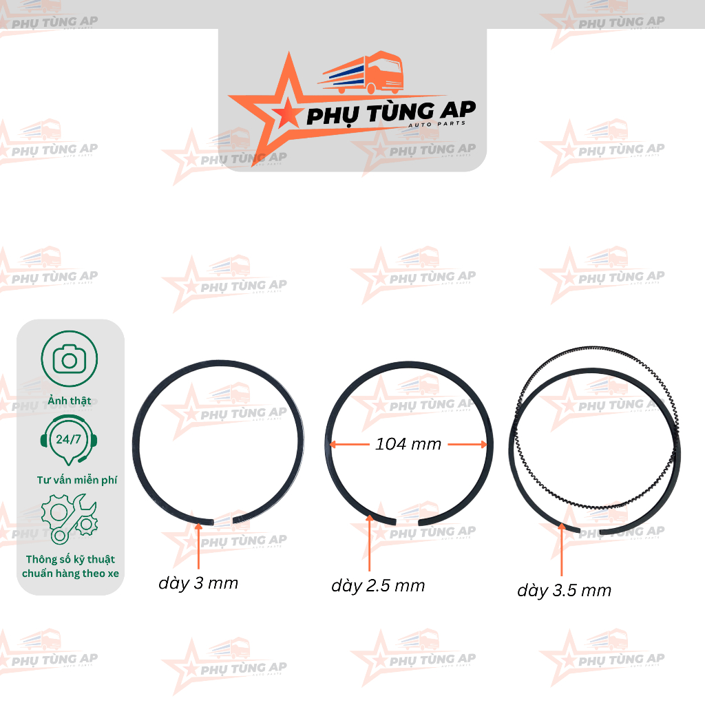 Bạc xéc măng YC4108 cho dòng động cơ Yuchai YC4108ZQB trên các dòng xe tải trung.