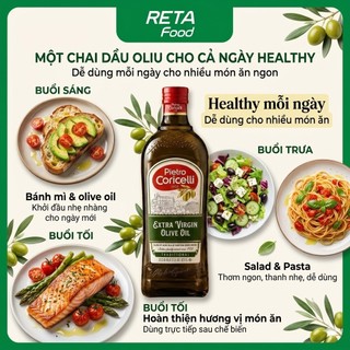 Dầu Oliu Extra Virgin Pietro Coricelli ép lạnh nguyên chất 1L - Dùng ăn trực tiếp, trộn salad, làm sốt - Nhập Khẩu Ý