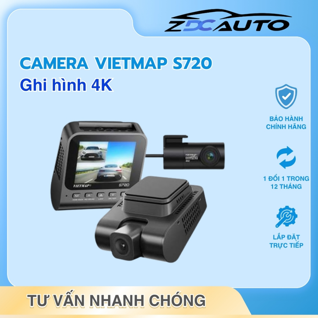 Camera Hành Trình Ghi Hình Trước Sau 4K VIETMAP S720 Cảnh Báo Tốc Độ