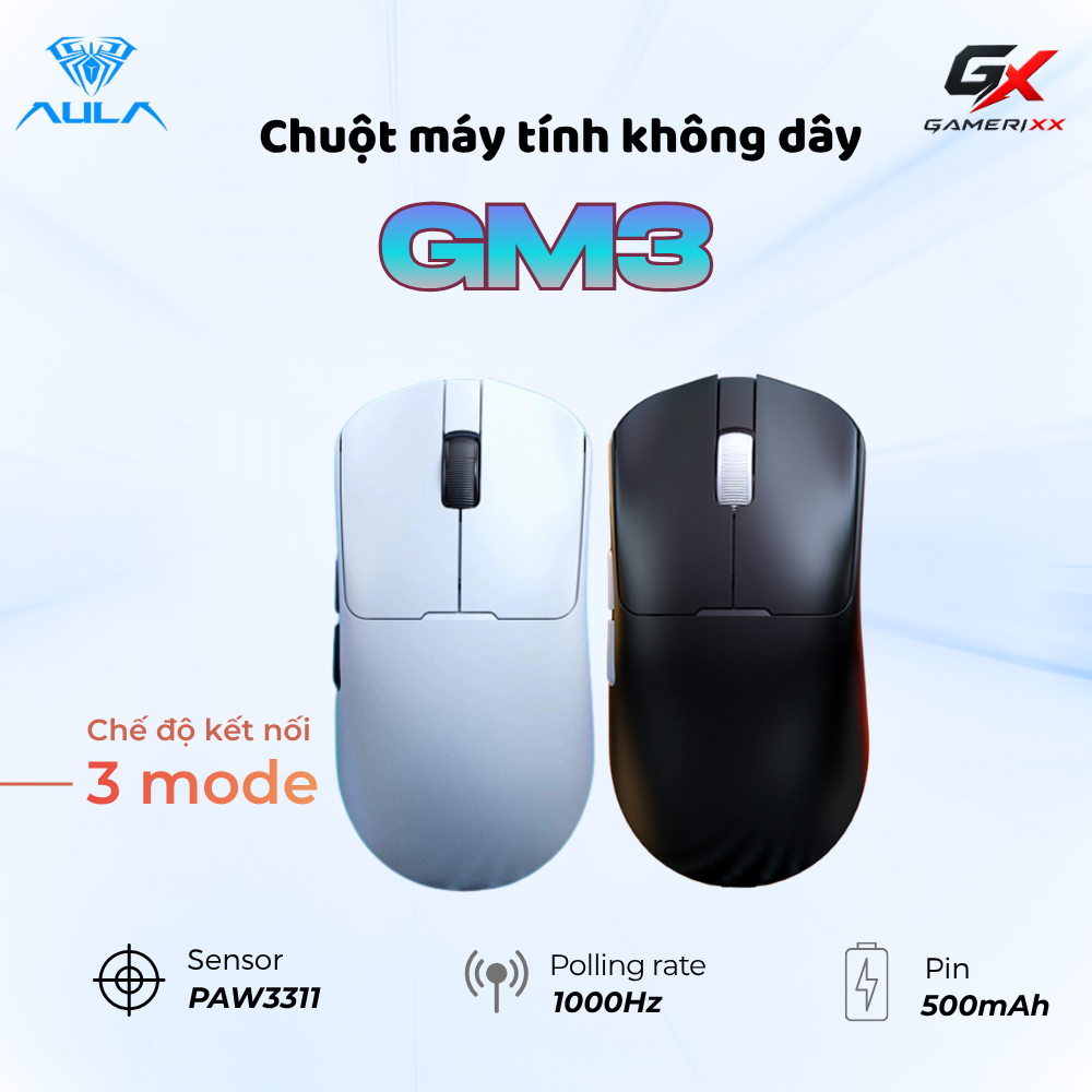 Chuột không dây Leobog GM3 - Mắt đọc PAW3311 - Polling rate 1k - Dung lượng pin 500mAh