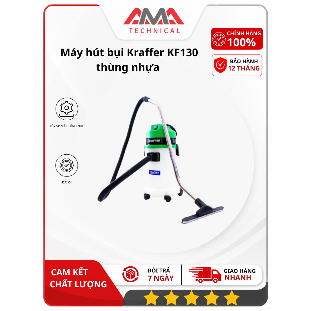 Máy hút bụi Kraffer KF130 thùng nhựa