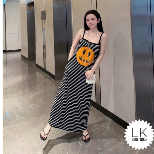 Đầm xuông dài hình mặt cười dễ mặc mềm mát