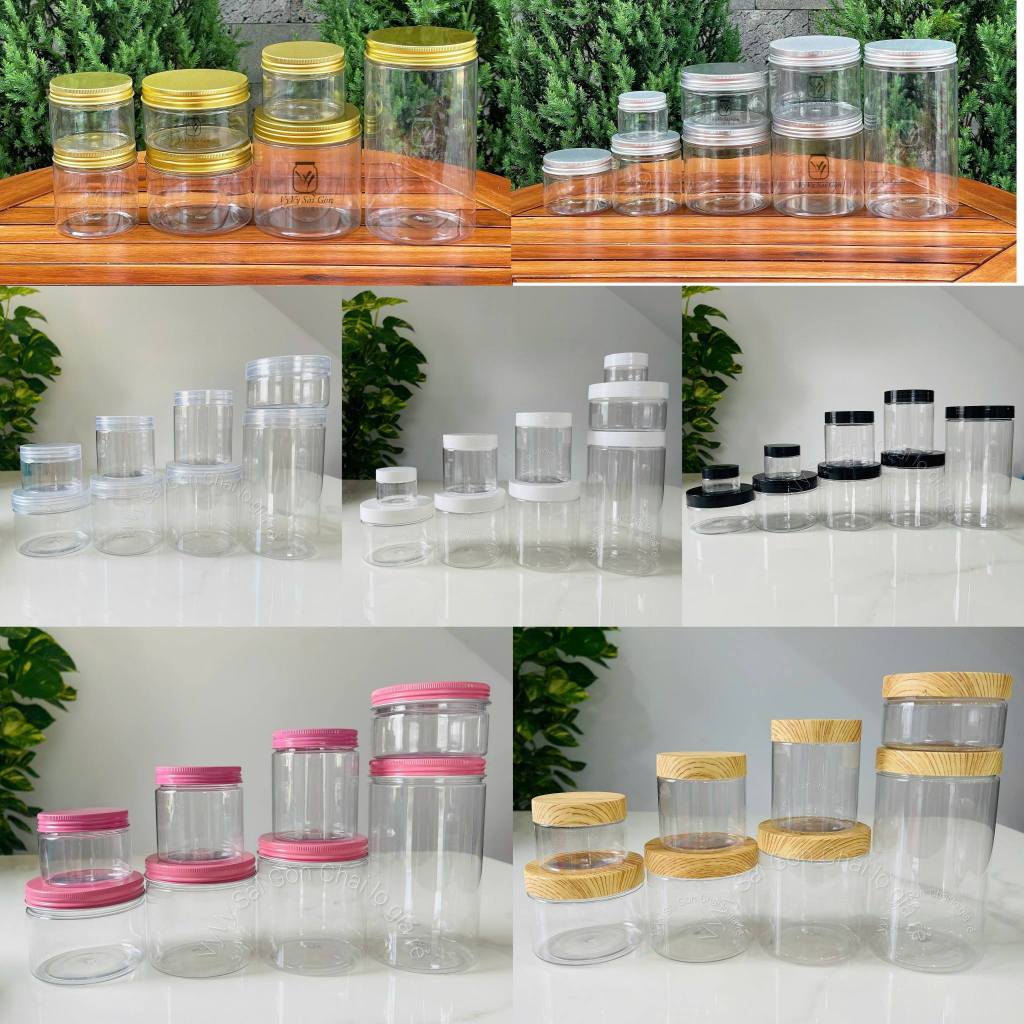 [Sỉ 10 hu] Hũ Nhựa PET Nắp Nhôm/Hũ Nhựa PET 100ml/200ml/300ml/500ml/1kg Nắp Nhôm – Hũ Đựng Mỹ Phẩm
