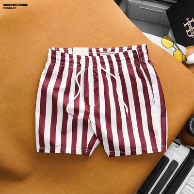 Quần short bơi nam HEBOZ swim striped 3M vải dù họa tiết sọc có lót lưới - 00003203