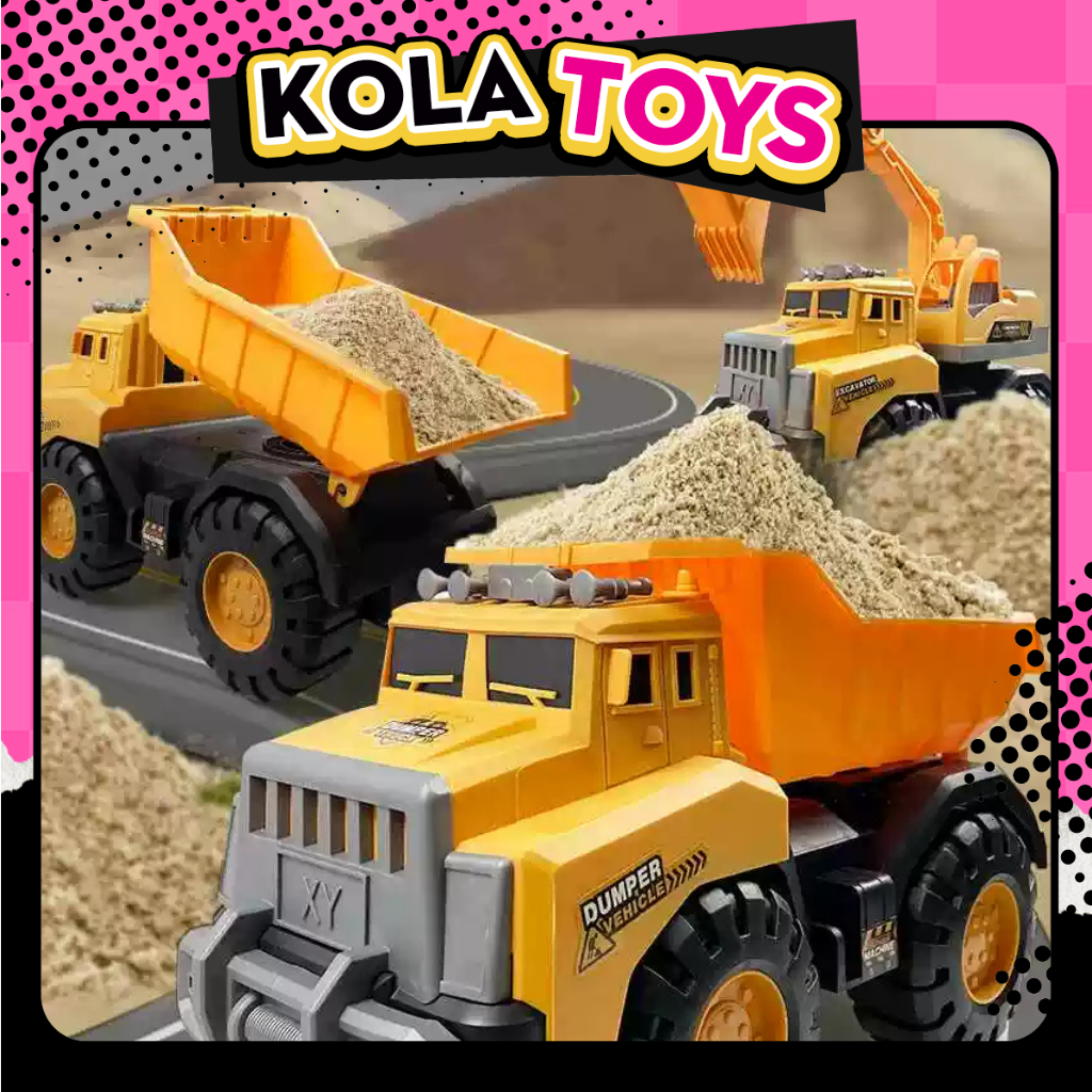 Ô tô xe ben chở cát cần cẩu trộn bê tông cỡ lớn đồ chơi trẻ em làm quà tặng cho bé KOLA TOYS