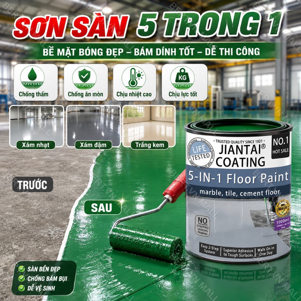 LOPMINAI Sơn sàn epoxy Sơn epoxy sàn bê tông Chống thấm Chống trơn Bảo vệ môi trường Nhà xưởng Gia d
