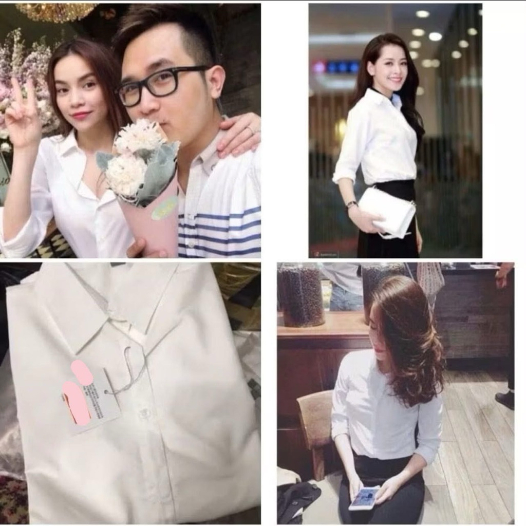 Áo SơMi Nữ Trắng Trơn Basic Dài Tay