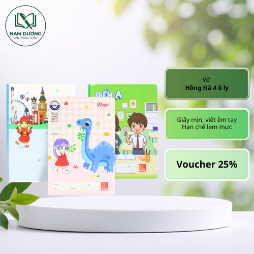 Vở Hồng Hà 4 ô ly 120 trang, định lượng 70gsm/100gsm - 0593/0601/0605