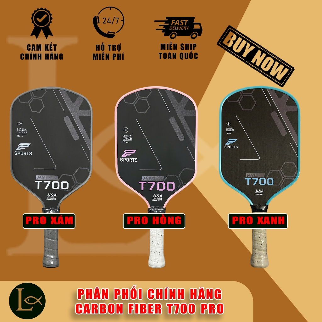 (Chính Hãng) Vợt Pickleball T700 Pro - Carbon T700 Nhám Cao Cấp, Phù Hợp Người Chơi Kiểm Soát