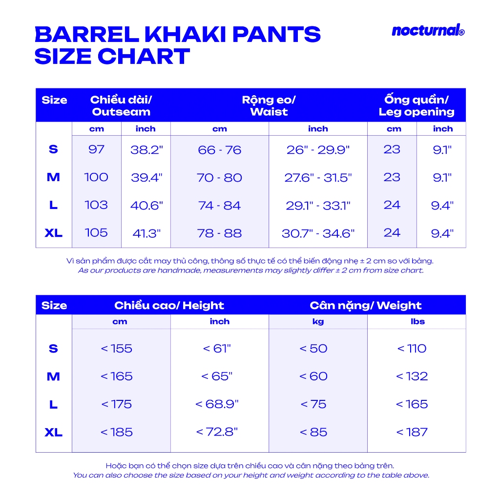 Quần Khaki Ống Cong NOCTURNAL Barrel Khaki Pants Nam Nữ Unisex Local Brand | BigBuy360 - bigbuy360.vn