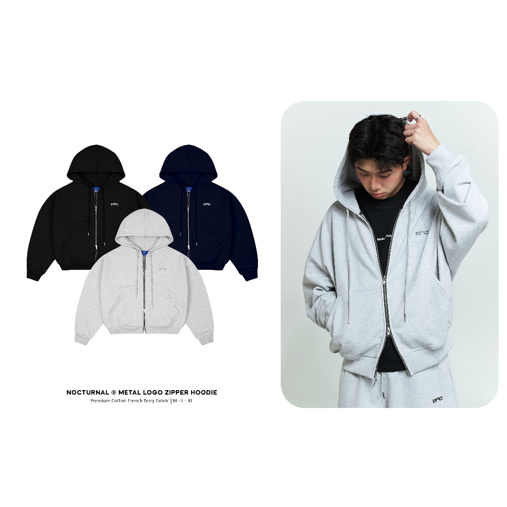 Áo Khoác Form Boxy NOCTURNAL Metal Logo Zipper Hoodie Zip YKK Nỉ Chân Cua 450gsm Nam Nữ Unisex Local | BigBuy360 - bigbuy360.vn