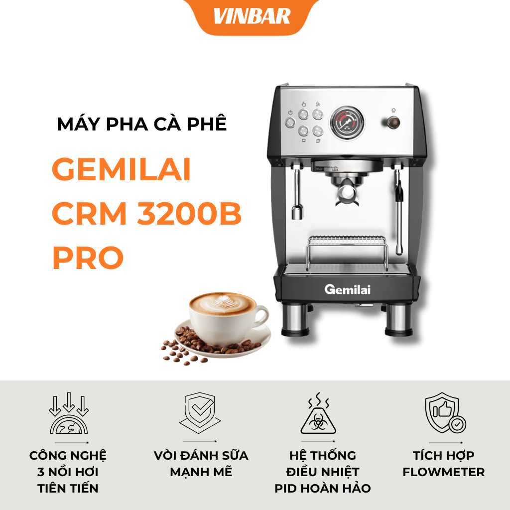 MÁY PHA CÀ PHÊ GEMILAI CRM 3200B PRO
