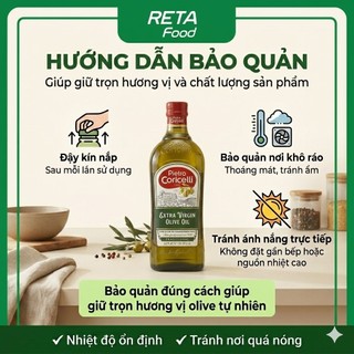 Dầu Oliu Extra Virgin Pietro Coricelli ép lạnh nguyên chất 1L - Dùng ăn trực tiếp, trộn salad, làm sốt - Nhập Khẩu Ý