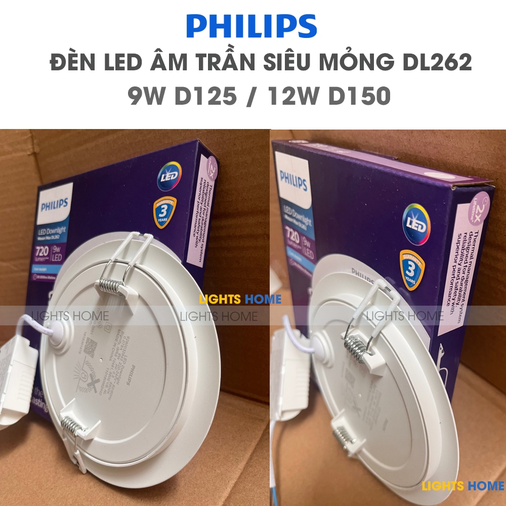 Đèn LED âm trần Siêu Mỏng PHILIPS DL262 phù hợp trần thạch cao thấp - Mẫu Mới - Chất lượng cải tiến